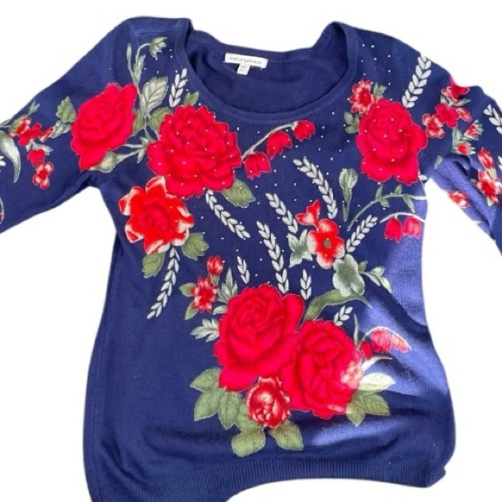 Emily Daniel’s sweater, size PM, acrylic, fine lightweight knit, for spring